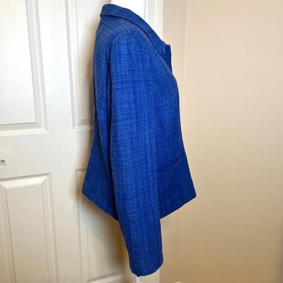 Orvis Blue Silk Blend Button Up Jacket Cardigan Blazer Size 16 Career Dress GUC - Picture 4 of 6